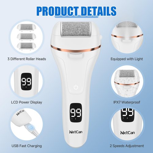 Electric Callus Remover for Feet, Professional Pedicure Tools Foot Care Kit, Portable Rechargeable Electric Feet File, Waterproof Foot File, Perfect for Foot Scrubber Dead Skin
