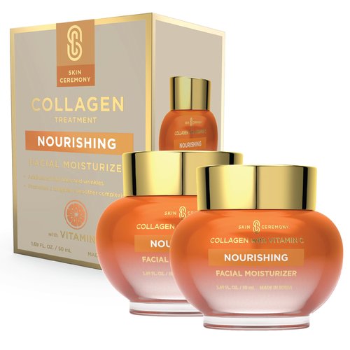 Skin Ceremony Collagen & Vitamin C Nourishing Moisturizer - Reduces Wrinkles & Fine Lines, Smooths Skin - Dermatologist Tested, Clean Beauty, Korean Skin Care - 1.69 FL.OZ. (2 Pack)
