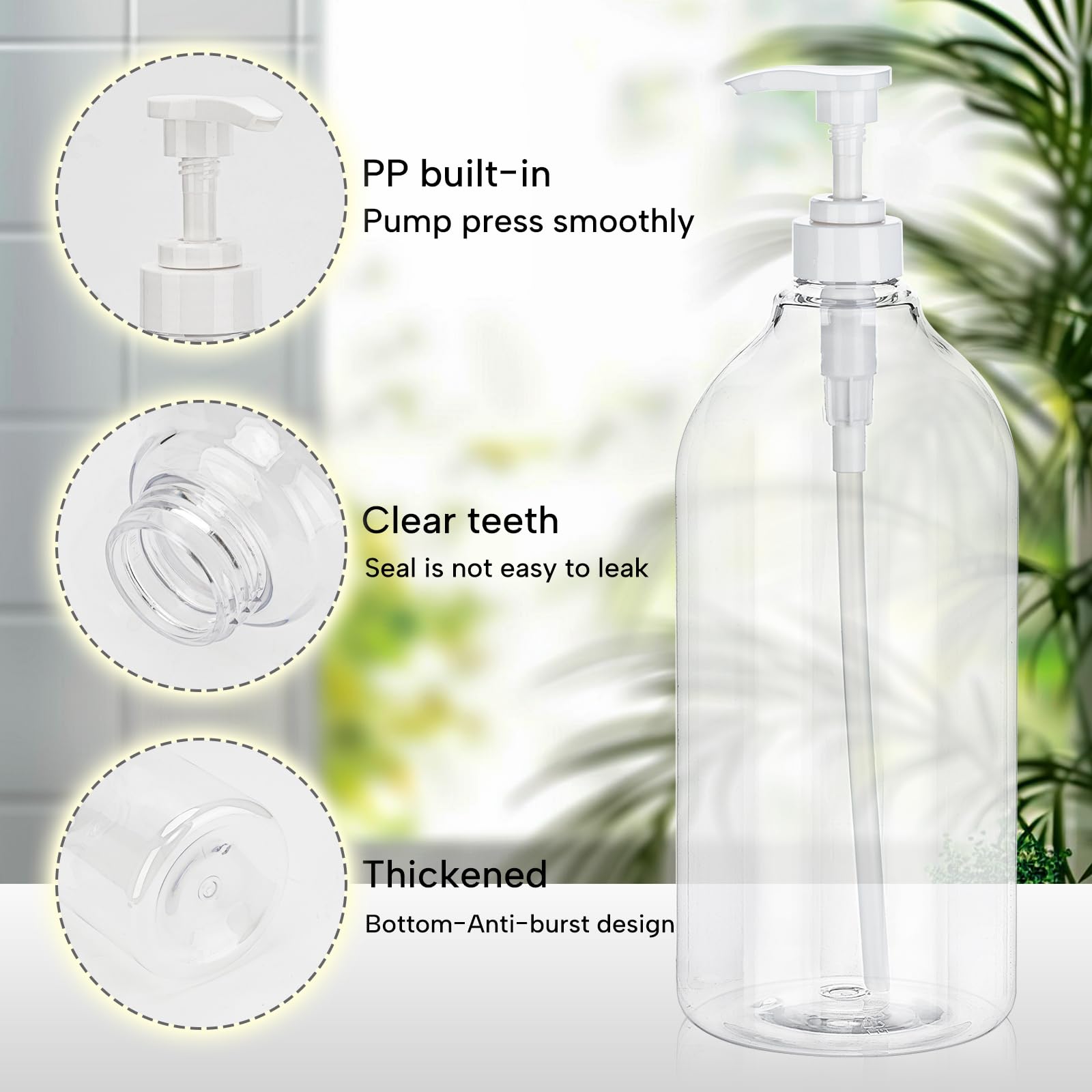 Yebeauty Pump Bottle Dispenser, 67oz 2000ml Refillable Shampoo Pump Bottles Empty Plastic Shower Soap Dispenser Large Liquid Containers for Conditioner Body Wash, Bathroom Kitchen, 2 Pack Clear