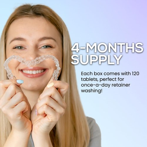 Venus Visage Retainer Cleaner Tablets, Dental Appliance and Denture Cleaning Tablets, Aligners and Night Mouth Guard Cleaner, 120 Pieces