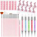 Nail Art Tools,Nail Art Brush,2 sets Nail Stand,5 PCS Dual Tipped Nail Dotting Tool and Sculpture Pen, Acrylic Silicone Nail Pen, Nail Design Tools