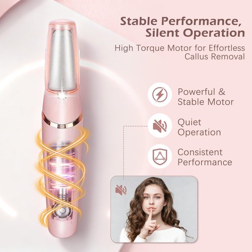 Glowelle Electric Foot Callus Remover, Electric Callus Remover for Foot, Rechargeable Portable Pedicure Tool Kit, Smooth Foot File Tools for Dead Hard Cracked Dry Skin, Foot Care for Women,Men Gift
