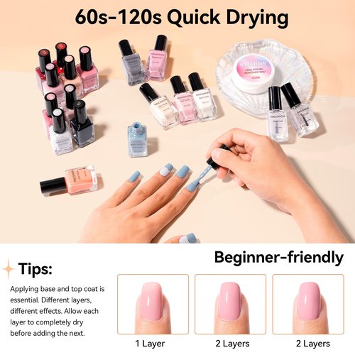 Nailshion Nude Gray Nail Polish Set Neutral 16 Colors with Base Top Coat Remover Pads, Nude Brown Burgundy Dusty Rose Fast Dry Fingernail Polish Set, Non-Gel, Rich in Castor Oil Nail Art Kit