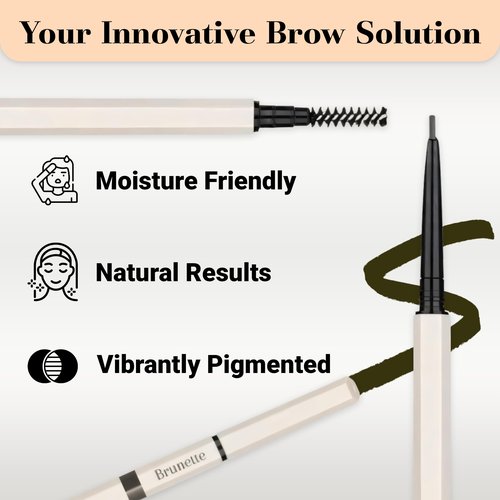 Eyebrow Pencil Make Up for Women - Long-lasting and Waterproof Eyebrow Pencil by Lauren Cruz - Dual-Ended Eyebrow Pen with Micro-tip and Spoolie -Fuller Look Brow Pencil - Brunette