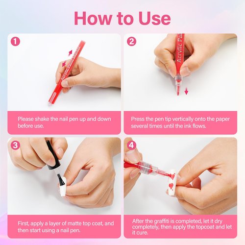 LKE 12 Colors Nail Art Pens Set, 0.7 MM Nail Art Markers for Drawing, Dotting & Liner, Quick Dry Acrylic Paint Pen for Nail Design, Home Salon Manicure DIY Tools (12 Colors Set)