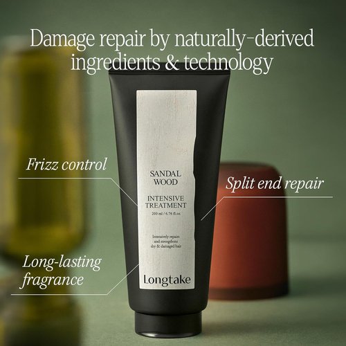 LONGTAKE Sandalwood Hair Perfume Treatment - 6.76 Fl Oz | Anti-Frizz & Split End Repair for All Hair Types