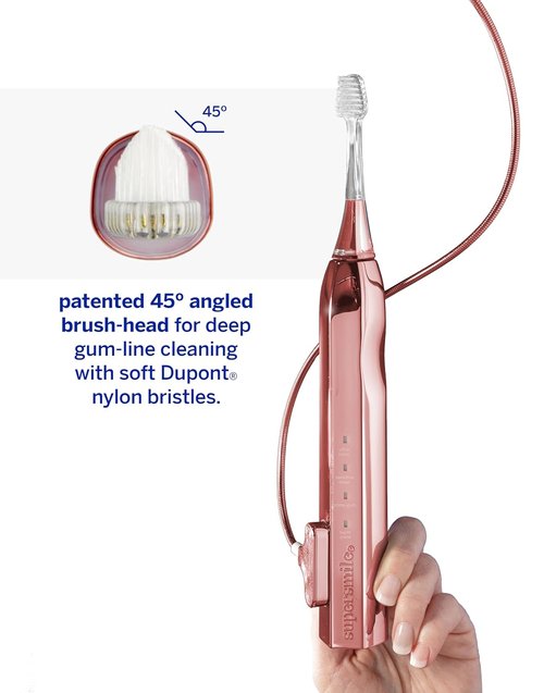 Supersmile Zina45™ Deluxe Sonic Pulse Toothbrush - Rechargeable Electric Brush with Angled Head & Travel Case for Whiter Teeth