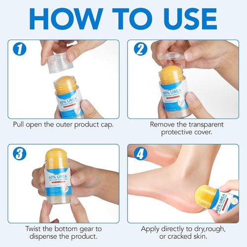 Skiennix Urea Foot Cream Stick - 60% Urea & 2% Salicylic Acid for Dry Cracked Skin | 1.41 oz