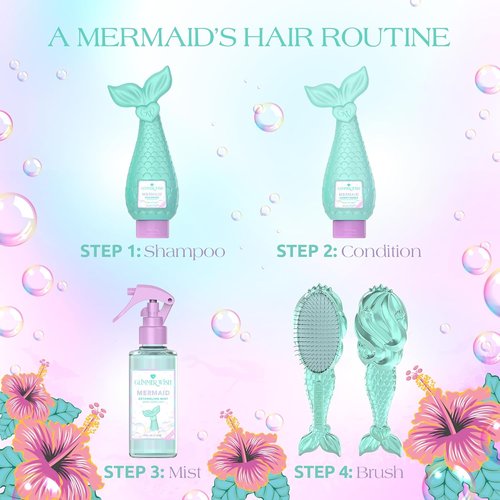 Glimmer Wish Mermaid Detangling Hair Brush for Kids - Anti-Frizz & Anti-Static - Soft Long Bristles for Easy Detangling