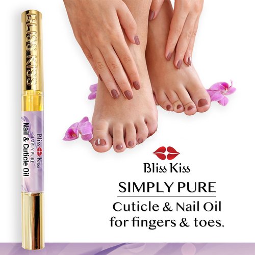 Bliss Kiss | 1 Lavender Vanilla | Nail Oil Cuticle Pen w/Vitamin E & Jojoba⏤Nail Strengthener Nail Growth Serum for Brittle Peeling Breaking Thin Nails