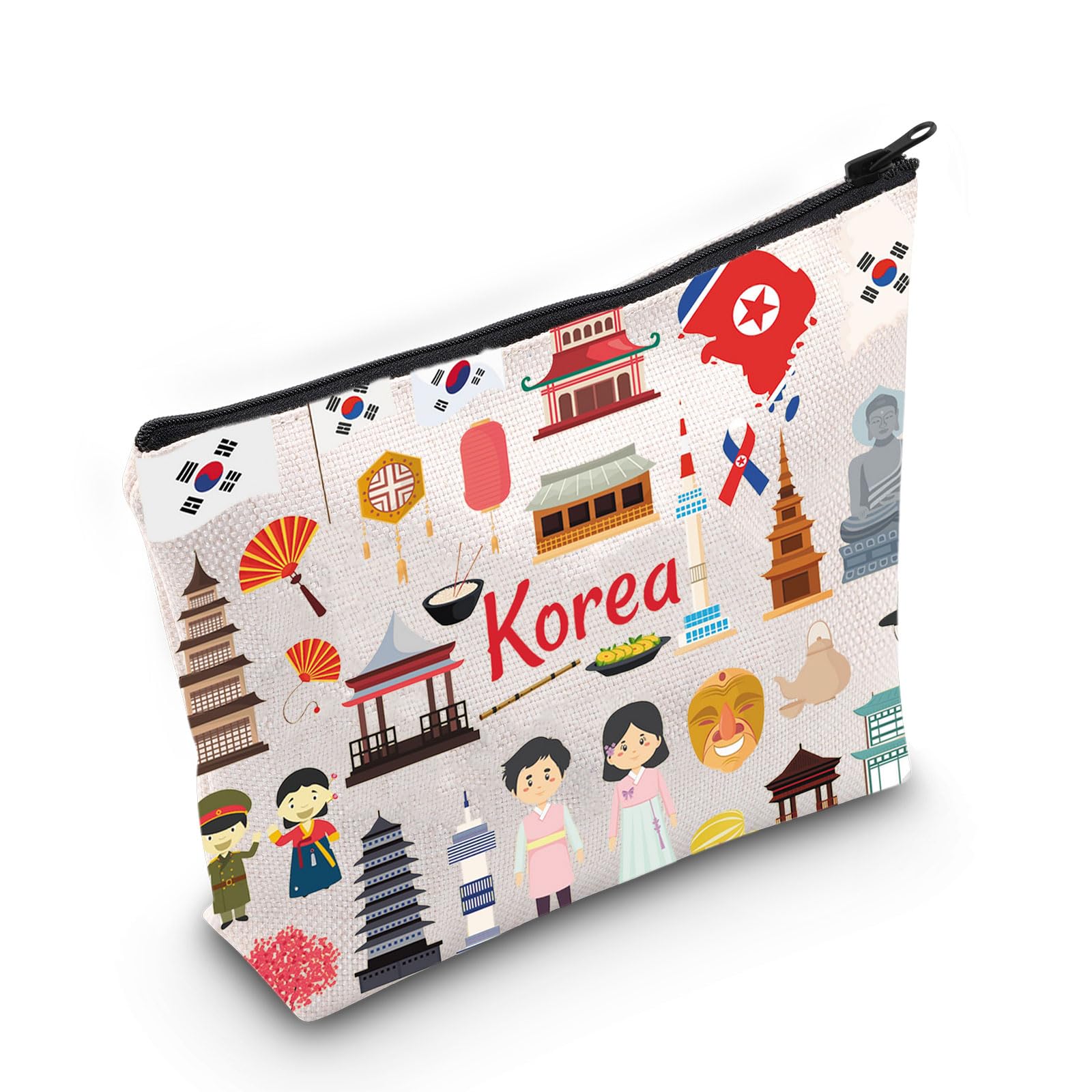 WZMPA Korea Travel Cosmetic Bag Vacation Gift Korean Native Culture Zipper Pouch Trip Merchandise