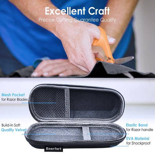 Gillette Hard EVA Razor Travel Case - Lightweight Design with Mesh Pocket for 2 Blades | Durable Zipper (Black)