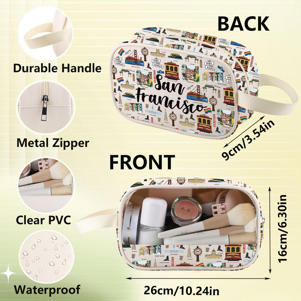 WZMPA San Francisco Travel Cosmetic Bag Gift San Francisco Souvenir Gift San Francisco Makeup Zipper Pouch Bag San Francisco Merchandise (San Francisco-CMB)