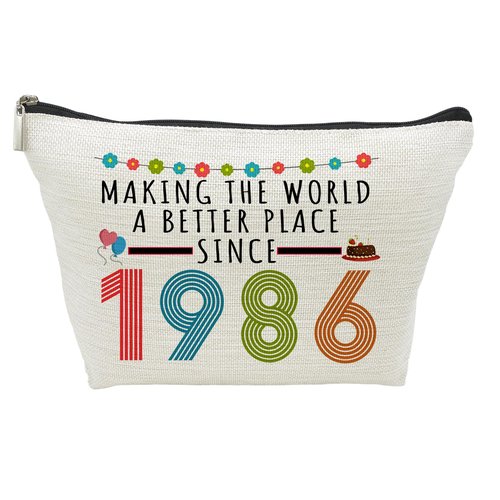 Choinn 40th Birthday Gifts for Women, Funny 40 Year Old Gift Makeup Bag, 1986 40th Birthday Decorations Makeup Bags for Her, Mom, Aunt, Wife, Sister, Coworker, Friend, Mothers Day Cosmetic Travel Bag