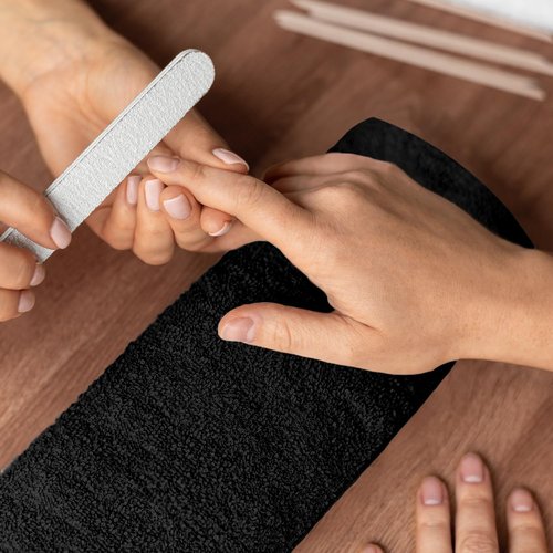 Reed&Pick 24 Pack Black Hand Towels 100% Cotton Spa Towels 16x26 inches Highly Absorbable Facial, Gym, Hair and Face Towels in Bulk