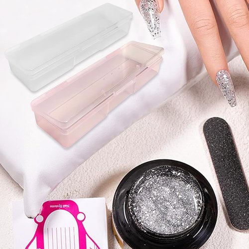 Plastic Storage Personal Box for Nail, 4PCS Nail Implement Manicure Tool Organizer Case Box for Nail Art Pedicure Supply (Pink)