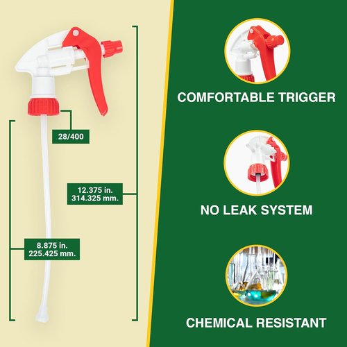 Heavy Duty 32oz Plastic Spray Bottles - Adjustable Nozzle for Cleaning & Gardening Solutions | Red 2 Pack