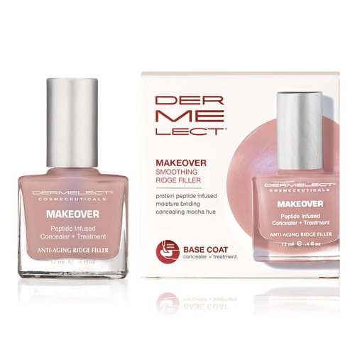 Dermelect MAKEOVER Smoothing Ridge Filler Mocha – Award-Winning Nail Treatment, Strengthens & Conceals Damaged, Brittle, Ridged, Peeling Nails – Base Coat & Nail Repair Formula 0.4 oz