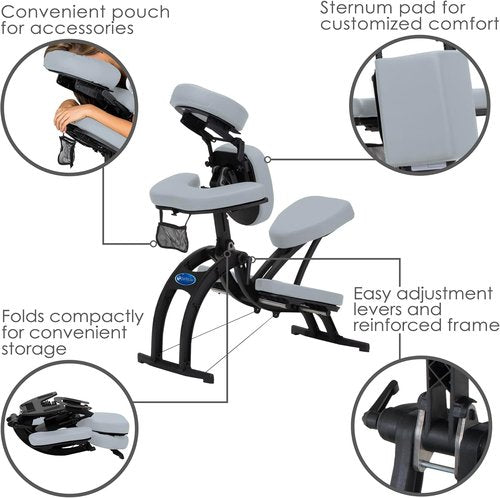 EARTHLITE Portable Massage Chair AVILA II - Premium Folding Spa & Tattoo Chair with Rolling Carry Case