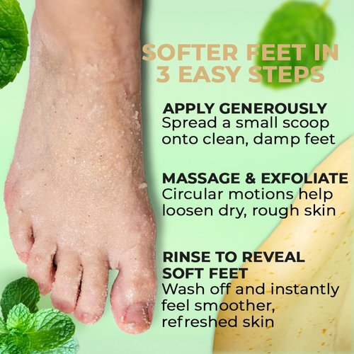 Beltwell® LymfoScrub™ Frosty Peppermint Body Scrub & Foot Cream - Gentle Exfoliator for Sensitive, Cracked Feet