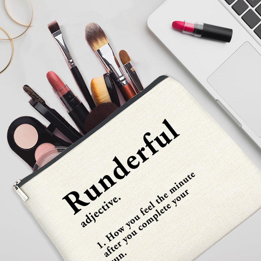 YeleY Funny Running Makeup Bag for Women, Runner Gift for Her, Inspirational Cosmetic Bag, Travel Toiletry Pouch with Zipper