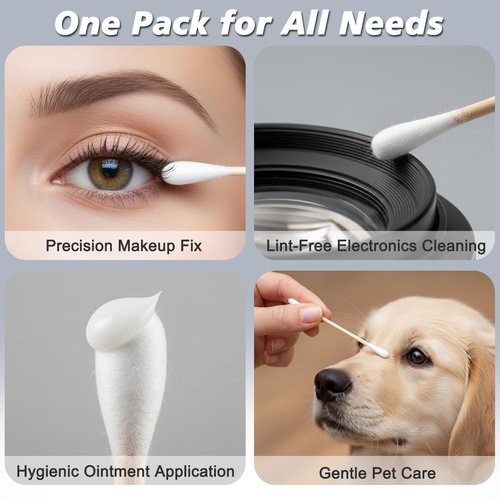 Meanhoo Travel Size Cotton Swabs, 500 Count (100 Packs of 5), Individually Wrapped Disposable Double Round Tips Soft Cotton Buds for Ear Cleaning, Makeup and Hygiene