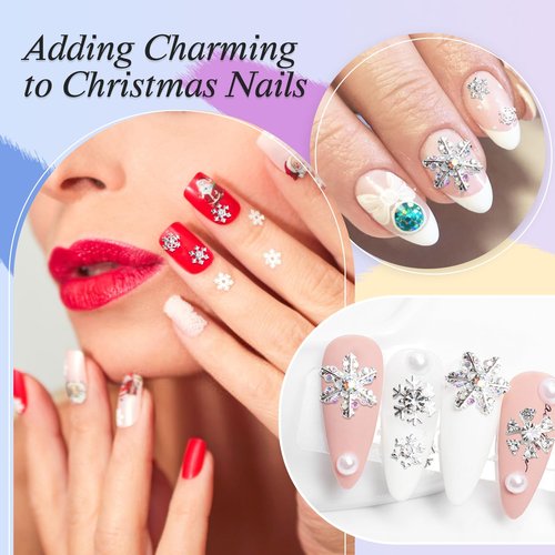 20PCS Silver Snowflake Nail Charms for DIY Christmas Nails