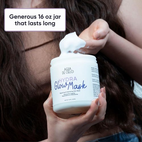 Agua de Cielo Hydra Glow Mask - Deep Conditioning Hair Treatment for Dry, Damaged Hair | 16 Oz