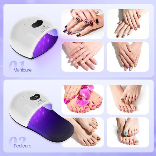 UV LED Nail Lamp,2 in 1 48W Nail Dryer for Gel Nail Polish UV Light,Machine Nail Art Tools for Hand Feet,30 LEDs with 3 Timer Settings for Salon and Home