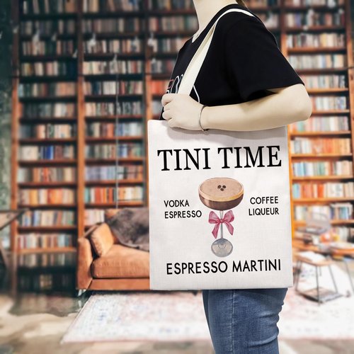 TSOTMO Espresso Martini Makeup Bag - Tini Time Gift Cocktail Alcohol Gift - Martini Lovers Zipper Pouch (TINI Tote)