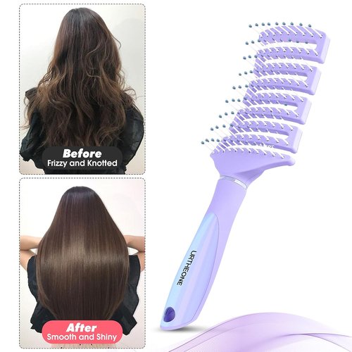 Skiennix Curved Vented Hair Brush - Professional Detangler for All Hair Types | Faster Blow Drying