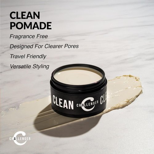 Challenger Fragrance-Free Cream Pomade - Non-Comedogenic Hair Gel for Medium Firm Hold | 3oz