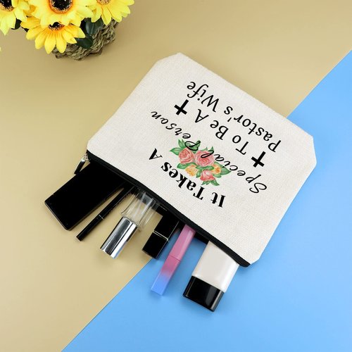 Pastor’s Wife Makeup Bag Pastor Appreciation Gifts for Women Religious Present Cosmetic Bag Christmas Birthday Present for Minister's Wife Thank You Gift Travel Toiletry Pouch