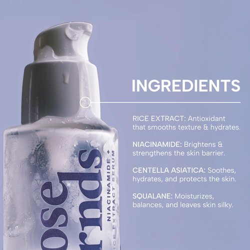 Niacinamide & Rice Extract Facial Serum – Hydrating Glow Face Serum with Hyaluronic Acid, Centella, and Licorice for Smooth Texture, Daily Radiance, and Healthy Skin Barrier Support - 1 fl oz