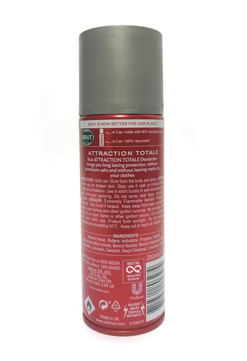 Brut Attraction Totale Deodorant Body Spray for Men - 6.7 oz Long-Lasting Freshness