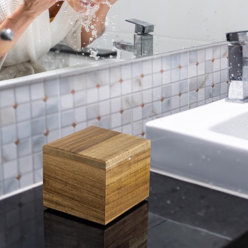 CMLKLZD Disposable Face Towel Holder, Acacia Wood Box Compatible with Clean Towels XL(NOT Included), Wooden Container for Cleansing Facial Dry Wipes, Face Towelettes Bathroom Counter Storage