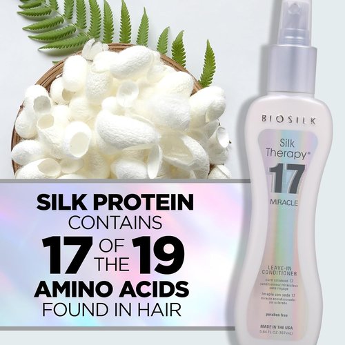 BioSilk Silk Therapy Miracle 17 - Leave-In Conditioner for Dry & Damaged Hair | Hydrates, Repairs & Adds Shine - 5.64 Oz
