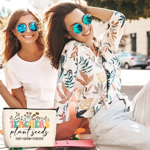 Jealance Teacher Gifts Makeup Bag Teacher Appreciation Gifts Cosmetic Bag Travel Toiletry Bags for Women Professor Counselor Nursery High Teachers First Day of School Graduation Christmas Birthday