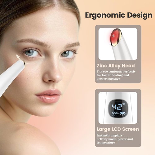 DOCOCO Eye Lift Wand, 3 Modes Eye Massager Wand, Eye Massager for Dry Eyes, Dark Circles and Puffiness, Eye Lifting Device for Fine Lines, White
