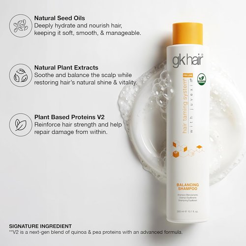 GK HAIR Balancing Shampoo - Cleanses & Removes Buildup with Keratin Treatment for Oily Scalp | 10.1 Ounce