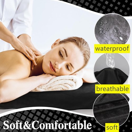 PROINKDOTS Disposable Tattoo Bed Covers Sheets Black, 40" x 90" (Pack of 10) Soft Non-woven Massage Table Cover, Waterproof Drape Sheets for SPA, Tattooing Chair Studio Supplies, Thick and Strong