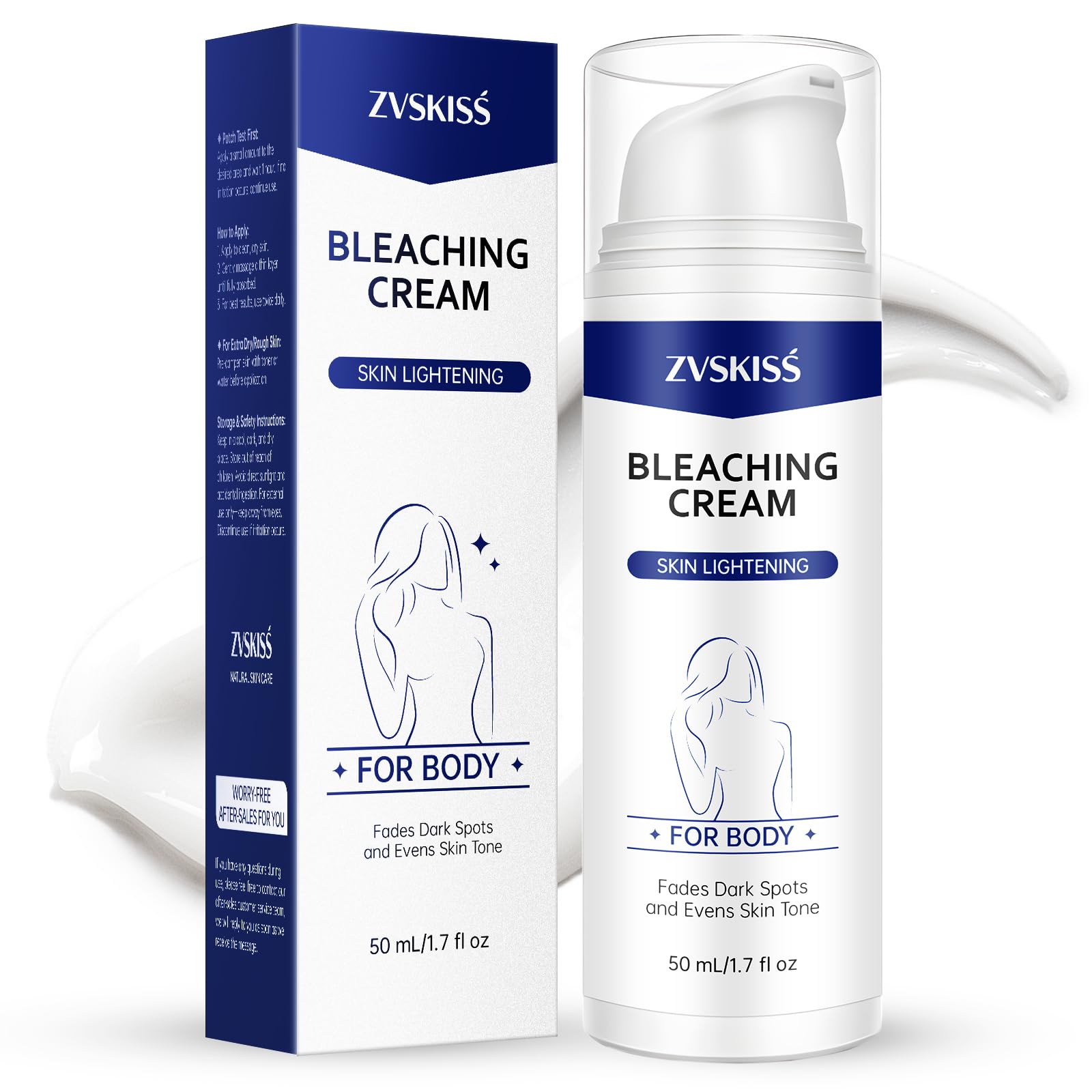 ZVSKISS Skin Bleaching Cream - for Intimate Areas & Body, Vitamin C Dark Spot Remover for Underarms, Knees, Elbows, Inner Thighs, Bikini Line, Sensitive Skin care Cream- 1.7fl oz