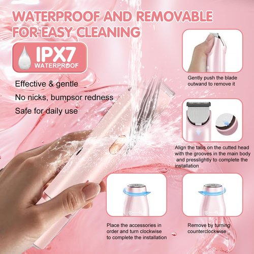 Valentines Day Gifts for Her, Bikini Trimmer for Women,2 in 1 Dual Head Bikini Shaver & Body Shaver, Cordless & Waterproof Electric Bikini Trimmer for Women,Blue