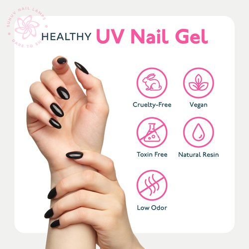 SUNUV 15ml Gel Top Coat and Base Coat Set, Hema Free Gel Nail Polish Kit 2 Pack, Art Manicure UV Nail Lamp No Wipe High Gloss Gifts for Women