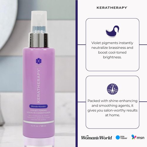 KERATHERAPY Keratin Infused Violet Toning Leave-In Protectant - Sulfate & Paraben Free for Blonde & Gray Hair | 3.7 fl. oz.
