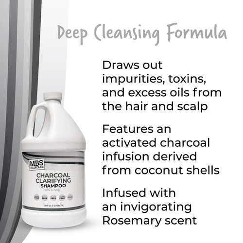 MBS Haircare Professional Charcoal Clarifying Shampoo, 1 Gallon – Sulfate-Free, Paraben-Free, Vegan – Color Safe Deep Cleansing Formula