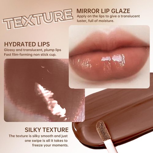 HOSAILY Nourishing Lip Gloss & Brown Lip Liner Combo - Moisturizing, High Shine Nude Glow Oil for Women