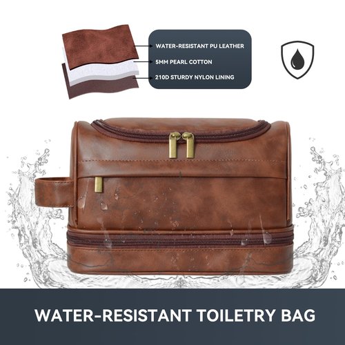 LIANHTAI Toiletry Bag for Men, Large Leather Travel Pouch Bag with Hanging hook,Travel Essentials Dopp kit, Men's Shaving Grooming Kit,Gifts for Father, Dad, Boyfriend, Grandpa, Shaving Kit
