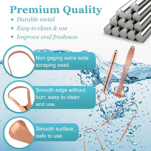 MORGLES Metal Tongue Scraper, 4Pcs Tongue Cleaners for Adults with Portable Case