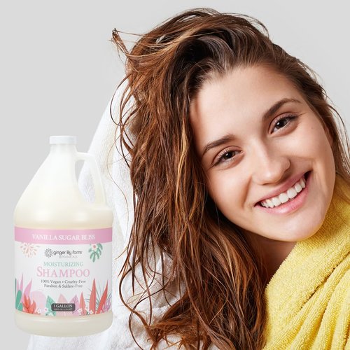 Ginger Lily Farms | Moisturizing Shampoo for All Hair Types - 100% Vegan, Vanilla Sugar Bliss, 1 Gallon